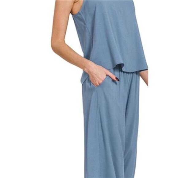 Zenana Woven Cami & Pants Set - Picture 3 of 3